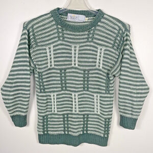 Vintage Gaeltarra 100% Irish Linen Sweater Womens 38 Small Olive Ivory Ireland